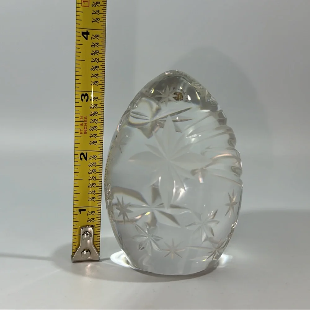 Sullivans Handmade In Poland Lead Crystal Morning Star Paperweight Egg 2000